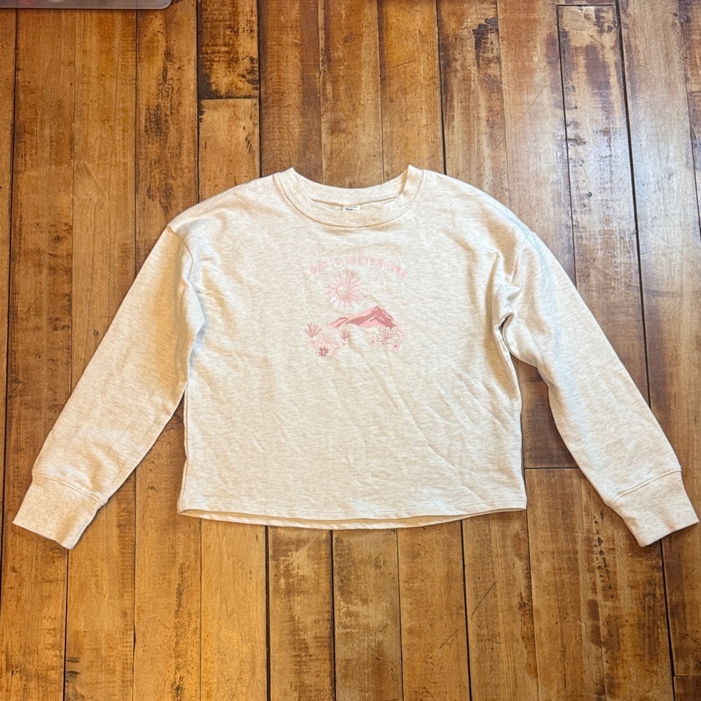 OshKosh sweatshirt Cream size 10 cotton crewneck pink spring embroidered